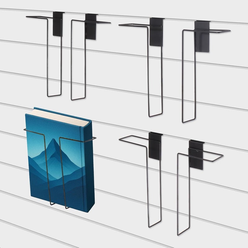 Alffun 4 Pair Adjustable Literature Display for Slatwall, Metal Wire Magazine Brochure Holder, Slatwall Shelf Accessories for Exhibitions, Trade Shows, Retail Stores, Home & Offices - Image 1